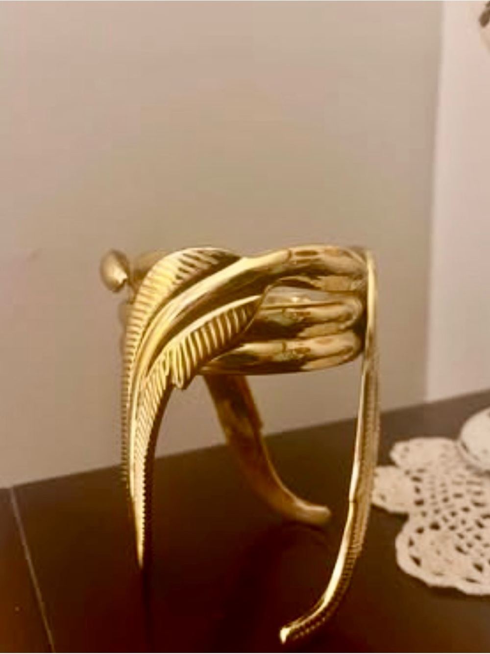 Vintage 1990s Party Lite candle holder • feathers 🪶 • Solid brass •